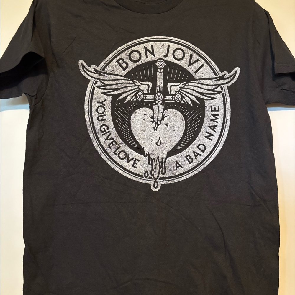 Bon Jovi BandMerch You Give Love a Bad Name T- Shirt Black Size M